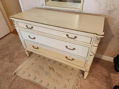 Lot #163 Vintage Thomasville French Provincial Style Dresser with Matching Wall Mirror