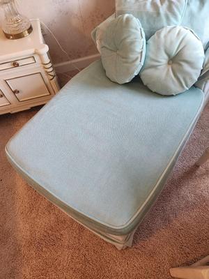 Lot #164 Aqua Velour Lounger with matching pillows
