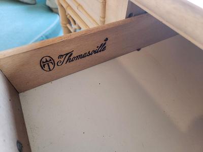 Lot #167 Thomasville Faux Rattan Desk - 1 drawer - Matching Chair