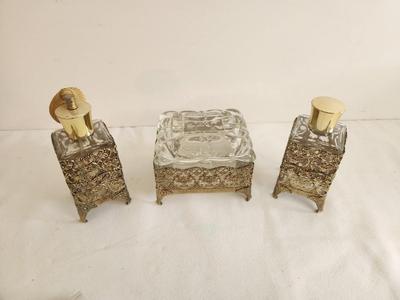 Lot #170 3 Piece Vintage Vanity Lot - Trinket Box - 2 perfumes