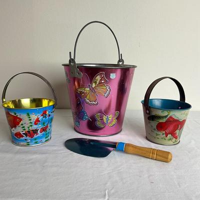 D920 Lot of J. Chein Metal Decorative Sand Pails
