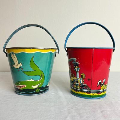 D921 Lot of Two Vintage G.S.W. Ltd & Superior Canada made Sand Pails