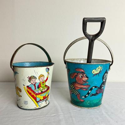 D922 Lot of Two Vintage J. Chein Sand pails