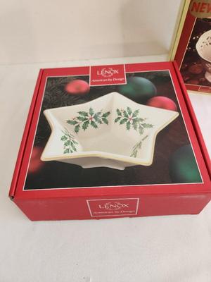Lot #175 New in Box - Lenox "Holiday" Star Dish & Spode Footed Compote