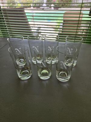 Lot #176 Lot of 7 Etched Initial "N" drinking Glasses
