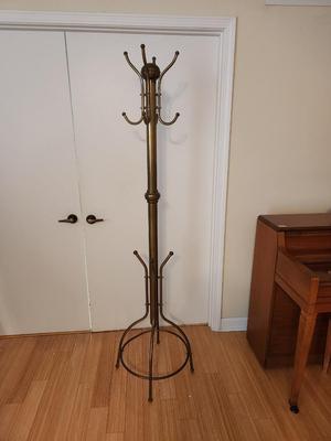 Lot #177 Brass plated Coat Rack - 6 feet tall