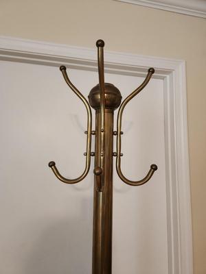 Lot #177 Brass plated Coat Rack - 6 feet tall