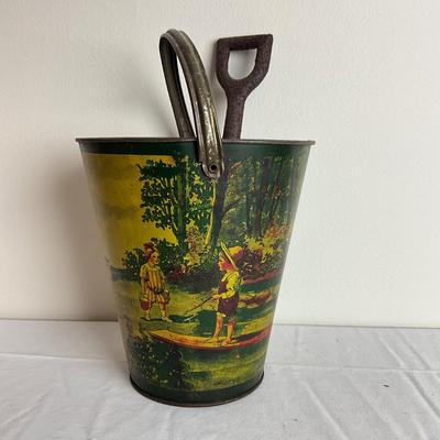 D956 Antique Victorian Sand pail with Shovel Made in USA by T. Cohn