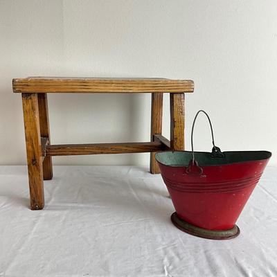 962 Vintage Doll Table and Coal Hod