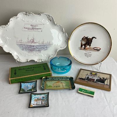 D971 Vintage Advertising DE.& PA. Plates, Soaps, Matches, Ashtrays and more