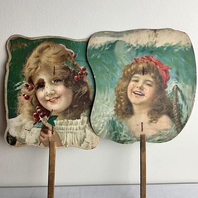 D972 Antique Victorian Advertising Calendar and Fans