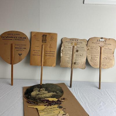 D972 Antique Victorian Advertising Calendar and Fans