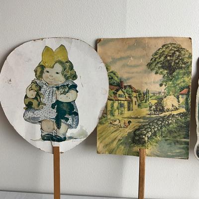 D972 Antique Victorian Advertising Calendar and Fans