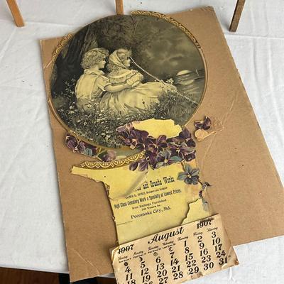 D972 Antique Victorian Advertising Calendar and Fans