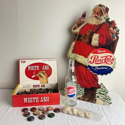 D973 Vintage PEPSI-COLA Advertising with Bottle Caps and Bottle