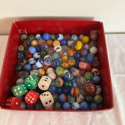 D992 Lot of Vintage Marbles and Dice
