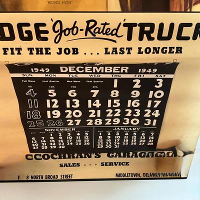 D994 Antique DODGE 1949 Advertising Poster Cochran's Garage Middletown, DE.