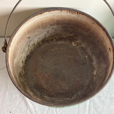 D998 Antique Two Apple Green Graniteware Pail and pot