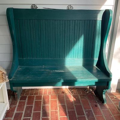 P1009 Vintage Green Painted Bench