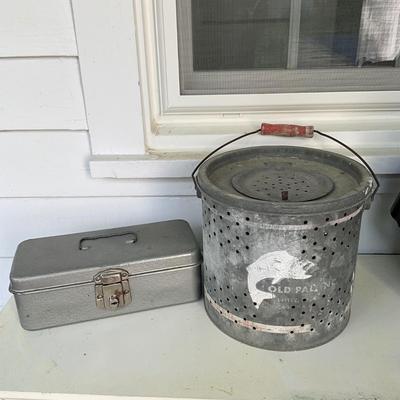 P1012 Vintage Old Pal Inc. Minnow Pail and Metal Box