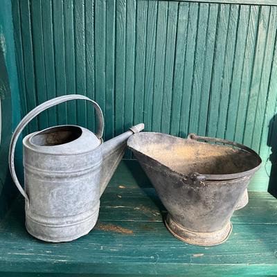 P1017 Coal Hod and Metal Watering can