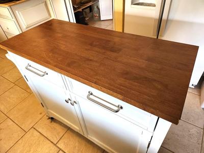 Lot #188 Contemporary Rolling Kitchen Island - good condition