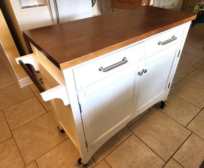 Lot #188 Contemporary Rolling Kitchen Island - good condition