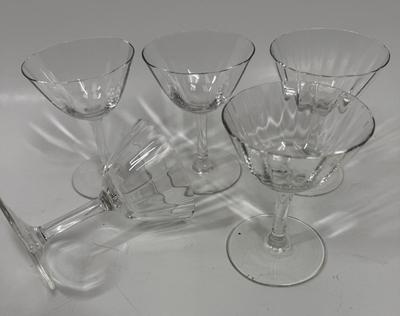 Set of 5 Vintage Champagne Glasses, Tall Sherbets
