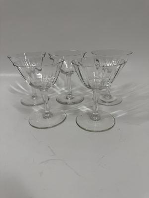 Set of 5 Vintage Champagne Glasses, Tall Sherbets