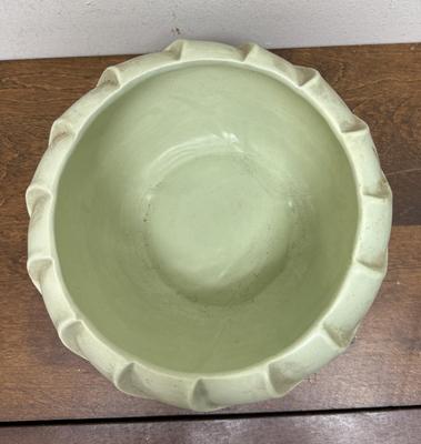 Eugene White Pottery Company California 1950s Fluted Rim High Glaze Mint Green Planter Vase Bowl Shape M3