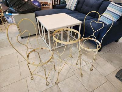 Lot #198 Antique Ice Cream Table/Chair Set
