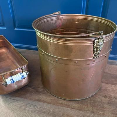 Vintage Copper Tubs and Antique Brass Scale Pan