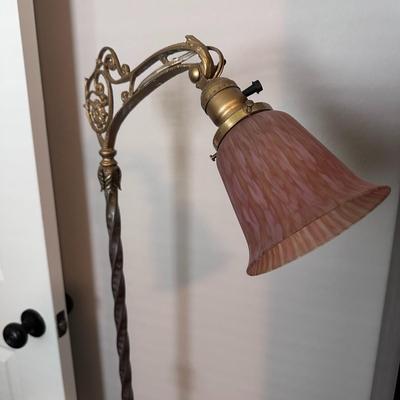 Antique Cast Iron Bridge Arm Floor Lamp