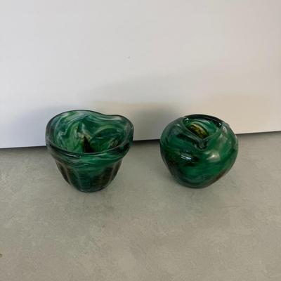 Green Swirl-Art Bowl and Vase