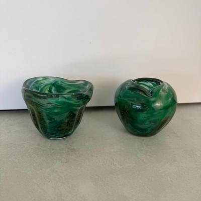 Green Swirl-Art Bowl and Vase