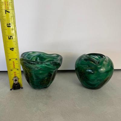 Green Swirl-Art Bowl and Vase