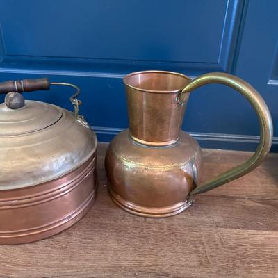 Vintage Copper Tea Kettles and Pitchers