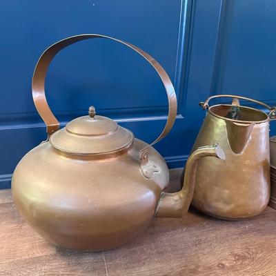 Vintage Copper Tea Kettles and Pitchers