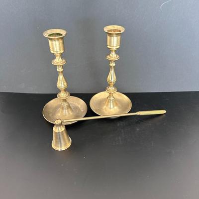 Pair of Matching Candle Holders and Snuffer