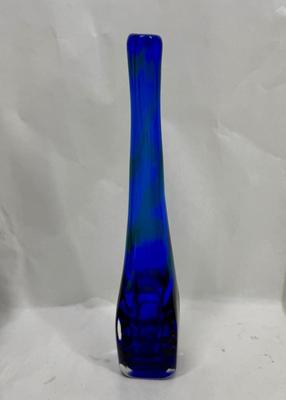 14" Vintage Tall Handmade Cobalt Blue Vase