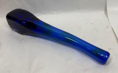 14" Vintage Tall Handmade Cobalt Blue Vase
