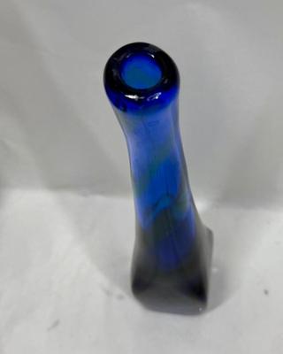 14" Vintage Tall Handmade Cobalt Blue Vase