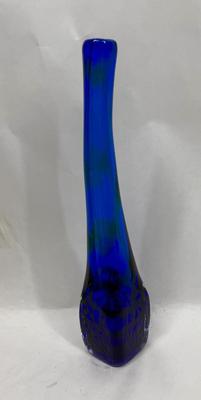 14" Vintage Tall Handmade Cobalt Blue Vase