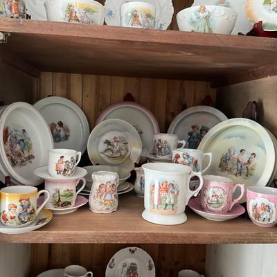 UBA1264 Large Lot of Children's China and Baby Dishes