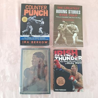 LOT 9: Collection of Boxing Books- The Life and Times of Sugar Ray Robinson, Bummy Davis vs Murder Inc., Jack Dempsey and Roaring 20s...