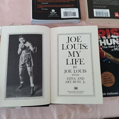 LOT 9: Collection of Boxing Books- The Life and Times of Sugar Ray Robinson, Bummy Davis vs Murder Inc., Jack Dempsey and Roaring 20s...