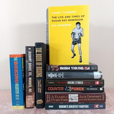 LOT 9: Collection of Boxing Books- The Life and Times of Sugar Ray Robinson, Bummy Davis vs Murder Inc., Jack Dempsey and Roaring 20s...