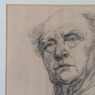 LOT 10: Framed Charcoal Sketch of a Man Signed A. Legros