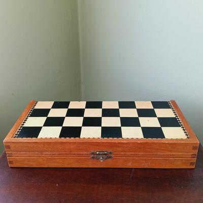 LOT 13: Old World Globe Made in Italy, Pottery Owl, Vintage Magnetic Travel Chess Set & Octogonal Side Table