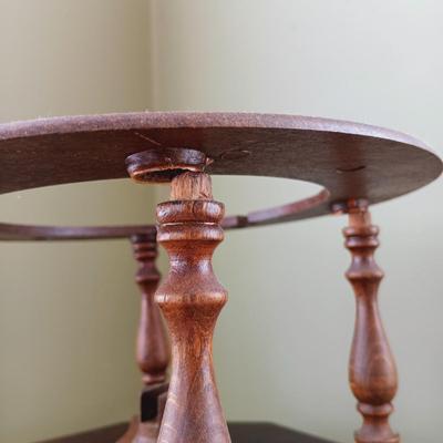 LOT 13: Old World Globe Made in Italy, Pottery Owl, Vintage Magnetic Travel Chess Set & Octogonal Side Table